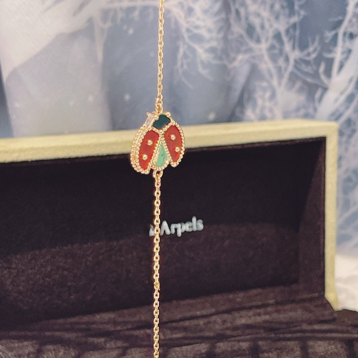 [⭐Maelin]LUCKY SPRING 1 MOTIF PINK GOLD BRACELET