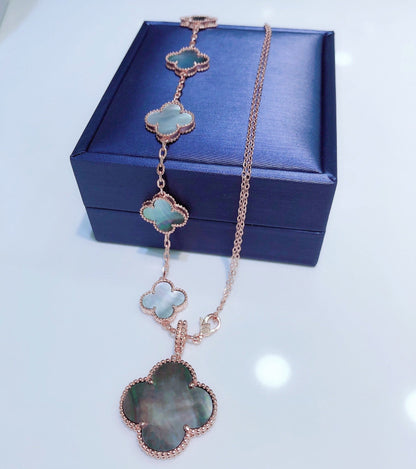[⭐Maelin]COMBINED BRACELET 5 MOTIFS AND NECKLACE DARK MOP ROSE GOLD
