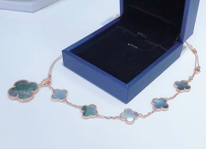 [⭐Maelin]COMBINED BRACELET 5 MOTIFS AND NECKLACE DARK MOP ROSE GOLD