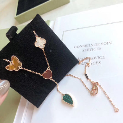 [⭐Maelin]LUCKY SPRING 4 MOTIFS ROSE GOLD NECKLACE