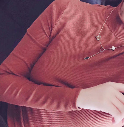 [⭐Maelin]LUCKY SPRING 4 MOTIFS ROSE GOLD NECKLACE