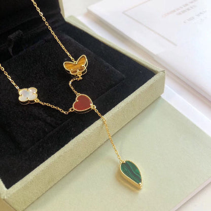 [⭐Maelin]LUCKY SPRING 4 MOTIFS ROSE GOLD NECKLACE