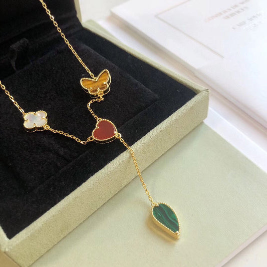 [⭐Maelin]LUCKY SPRING 4 MOTIFS ROSE GOLD NECKLACE