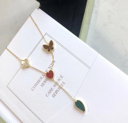 [⭐Maelin]LUCKY SPRING 4 MOTIFS ROSE GOLD NECKLACE
