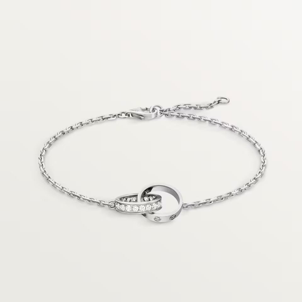 [⭐Maelin]LOVE DOUBLE RING HALF DIAMOND BRACELET