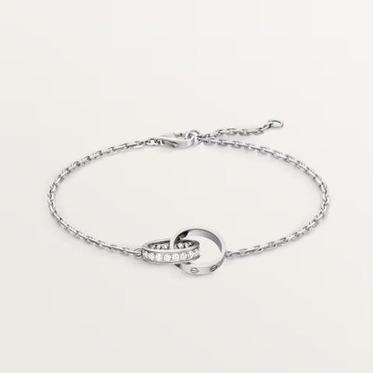[⭐Maelin]LOVE DOUBLE RING HALF DIAMOND BRACELET