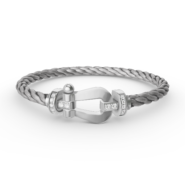 [⭐Maelin]FORCE LARGE HORSESHOE HALF DIAMOND BRACELET SILVER