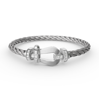 [⭐Maelin]FORCE LARGE HORSESHOE HALF DIAMOND BRACELET SILVER