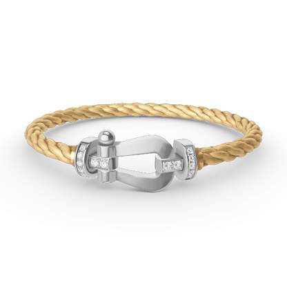 [⭐Maelin]FORCE LARGE HORSESHOE HALF DIAMOND BRACELET SILVER