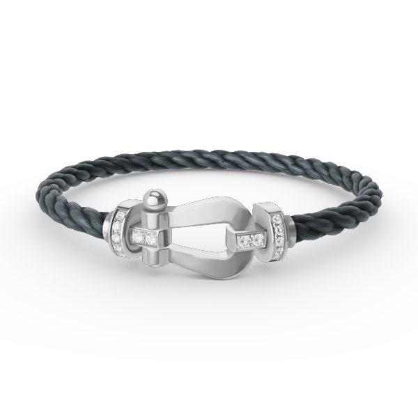 [⭐Maelin]FORCE LARGE HORSESHOE HALF DIAMOND BRACELET SILVER