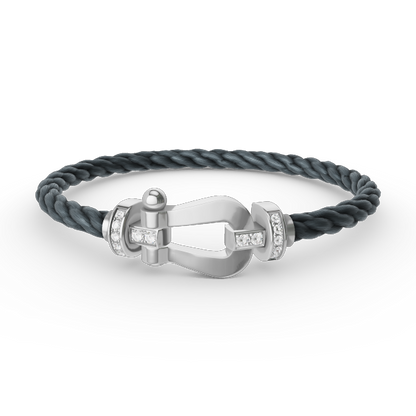 [⭐Maelin]FORCE LARGE HORSESHOE HALF DIAMOND BRACELET SILVER