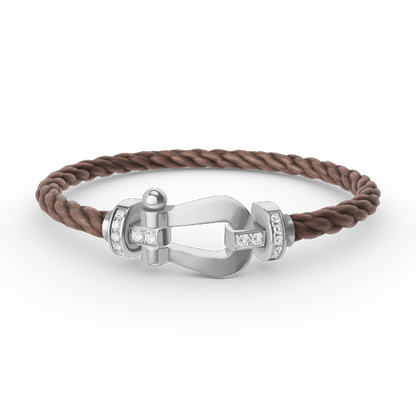 [⭐Maelin]FORCE LARGE HORSESHOE HALF DIAMOND BRACELET SILVER
