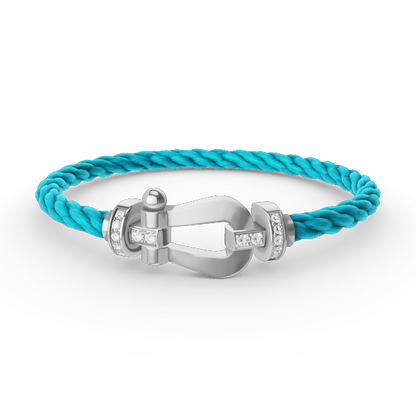 [⭐Maelin]FORCE LARGE HORSESHOE HALF DIAMOND BRACELET SILVER