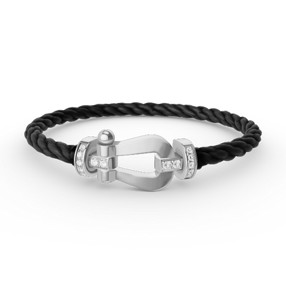[⭐Maelin]FORCE LARGE HORSESHOE HALF DIAMOND BRACELET SILVER