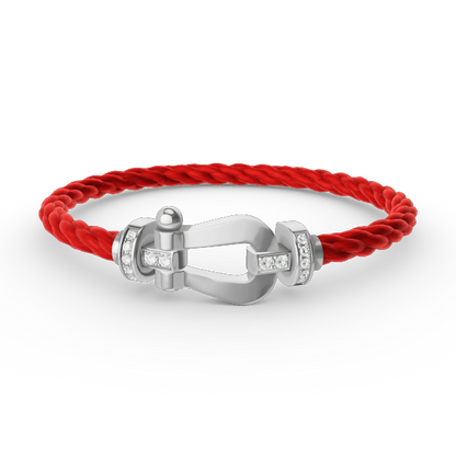 [⭐Maelin]FORCE LARGE HORSESHOE HALF DIAMOND BRACELET SILVER