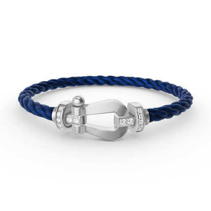 [⭐Maelin]FORCE LARGE HORSESHOE HALF DIAMOND BRACELET SILVER
