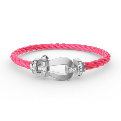 [⭐Maelin]FORCE LARGE HORSESHOE HALF DIAMOND BRACELET SILVER