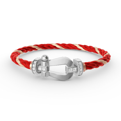 [⭐Maelin]FORCE LARGE HORSESHOE HALF DIAMOND BRACELET SILVER
