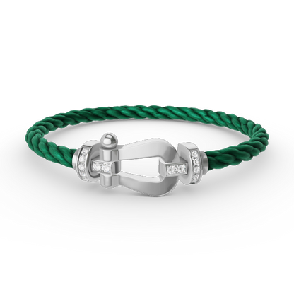 [⭐Maelin]FORCE LARGE HORSESHOE HALF DIAMOND BRACELET SILVER