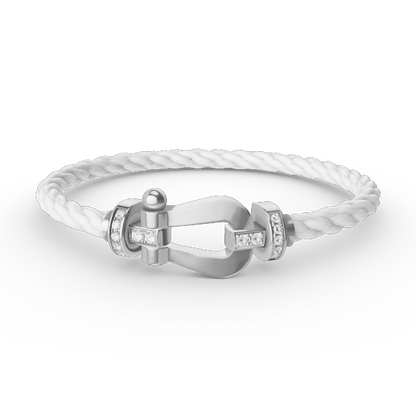 [⭐Maelin]FORCE LARGE HORSESHOE HALF DIAMOND BRACELET SILVER