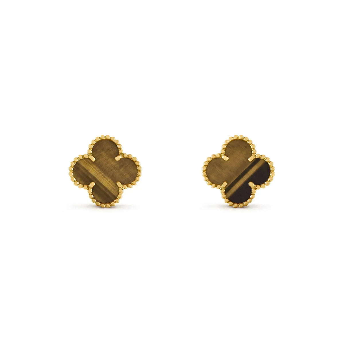 [⭐Maelin]CLOVER MEDIUM 1 MOTIFS TIGER EYE EARRINGS