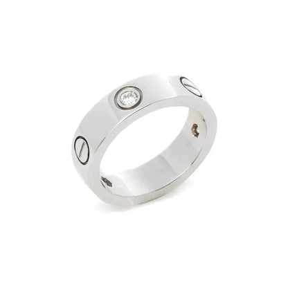 [⭐Maelin]LOVE RING 5.5MM 3 DIAMONDS SILVER