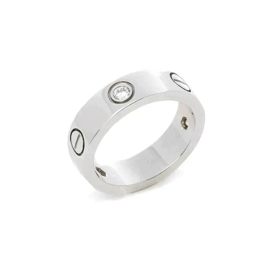 [⭐Maelin]LOVE RING 5.5MM 3 DIAMONDS SILVER
