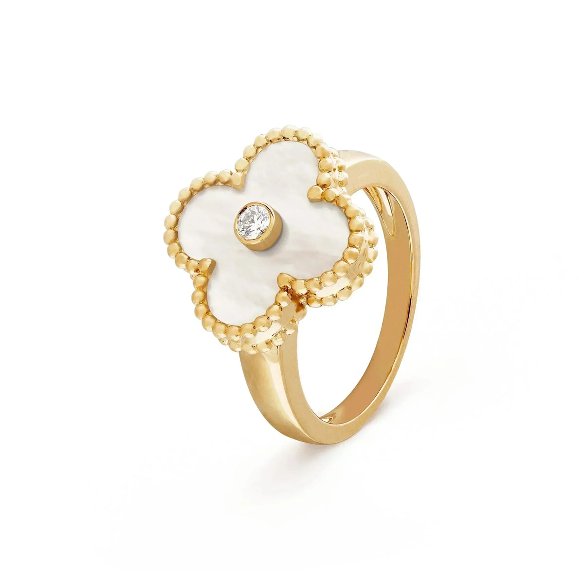 [⭐Maelin]CLOVER PINK MOP RING GOLD DIAMOND