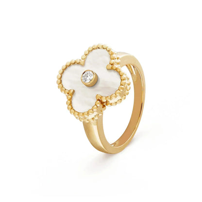 [⭐Maelin]CLOVER PINK MOP RING GOLD DIAMOND
