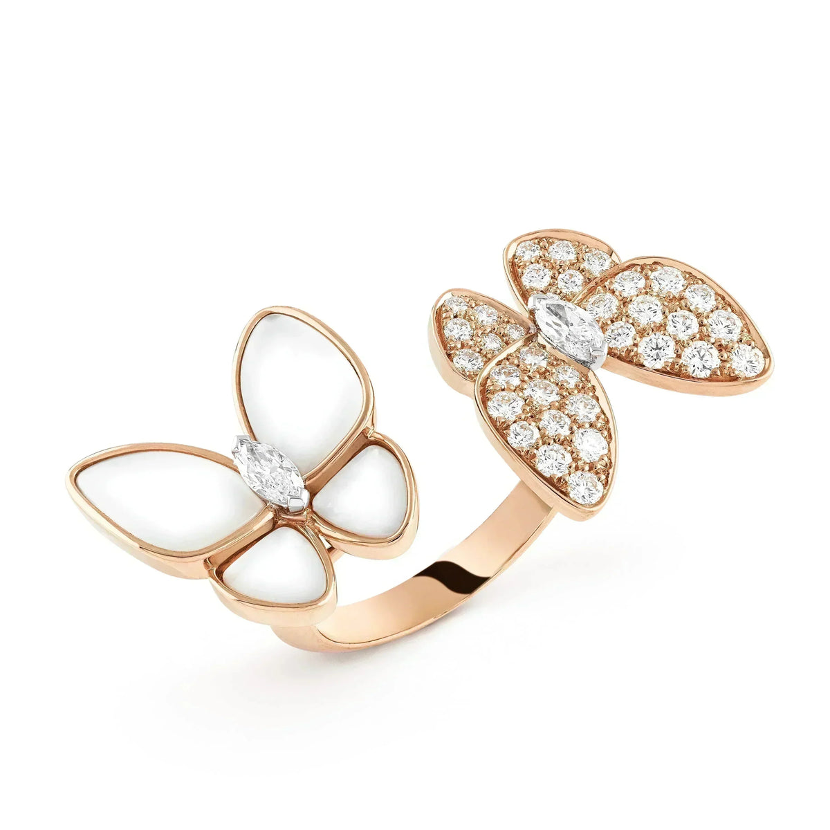 [⭐Maelin]TWIN BUTTERFLY DIAMOND MOP RING